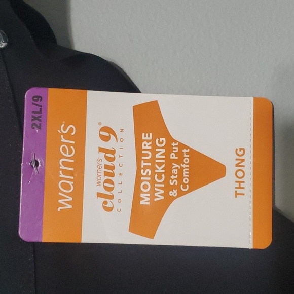 Warner's intimates women's panties size 2XL size 9 black thong cloud 9 nwt - Picture 3 of 4